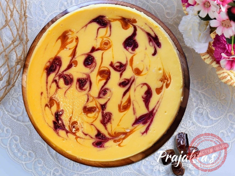 Mango Raspberry Cheesecake.