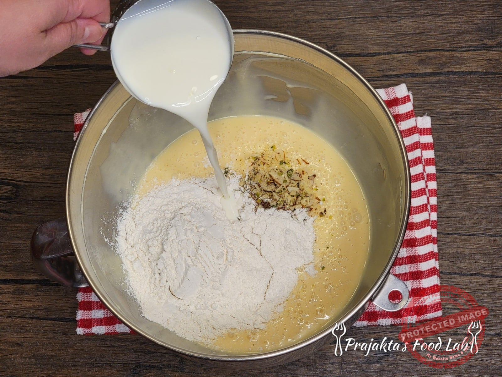 Thandai Cake (Eggless) Mix Wet And Dry Ingredients
