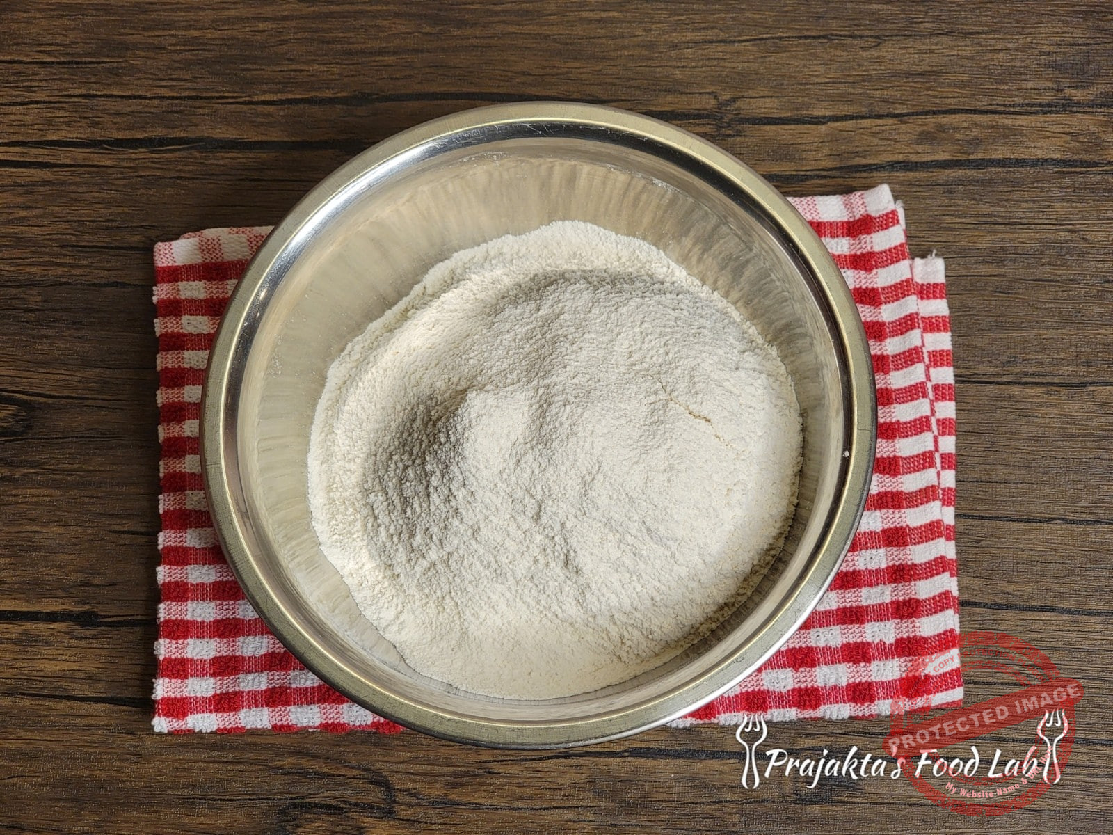 Thandai Cake (Eggless) Sifted Dry Ingredients
